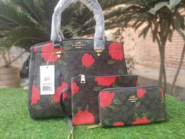 COACH DIGITAL PRINTED 3 PIECE HAND BAG WITH WALLET AND POUCH